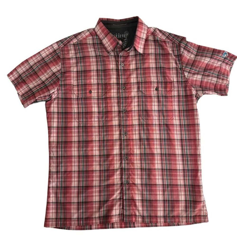 Kuhl Eluxor Plaid Short Sleeve Shirt Size Large Red